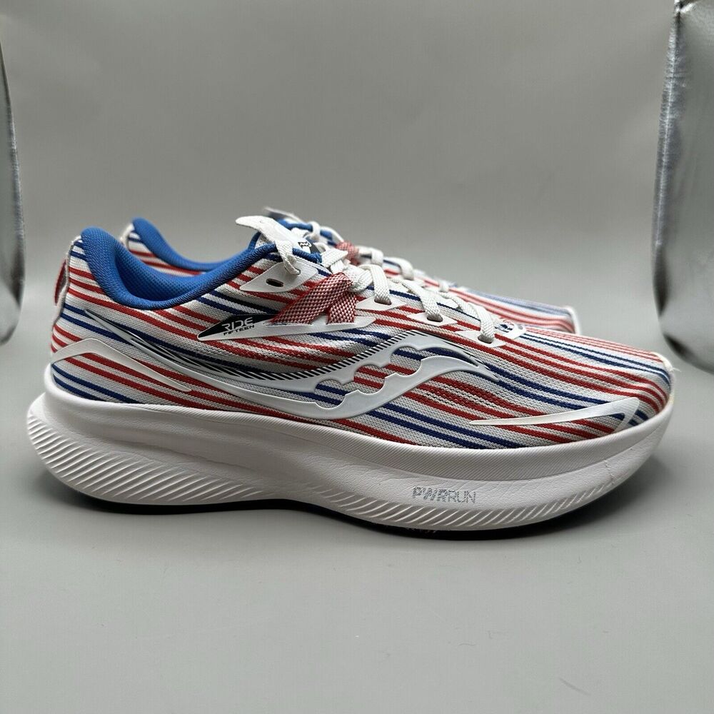 Saucony Ride 15 Women's Size 7.5 Running Shoes Banner White/Blue/Red S10729-76